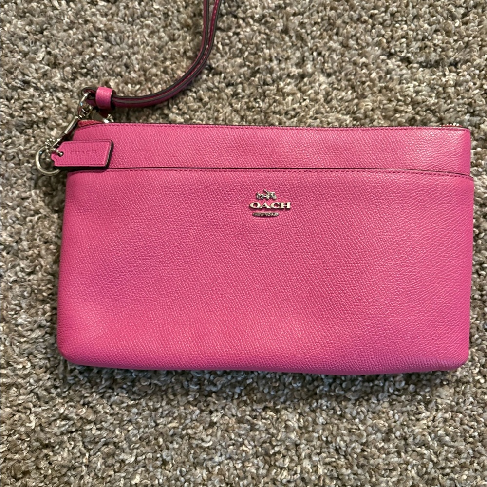 Coach Fuchsia Leather Wristlet